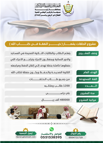 مشروع الحلقات بشعار ( خير النفقة في كتاب الله )