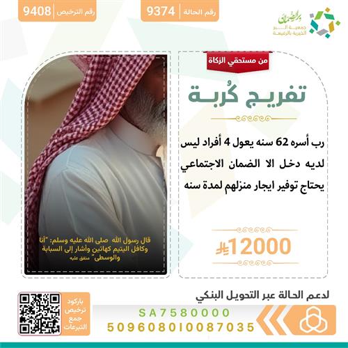 تفريج كربة:رب أسرة 62 سنه يعول 4