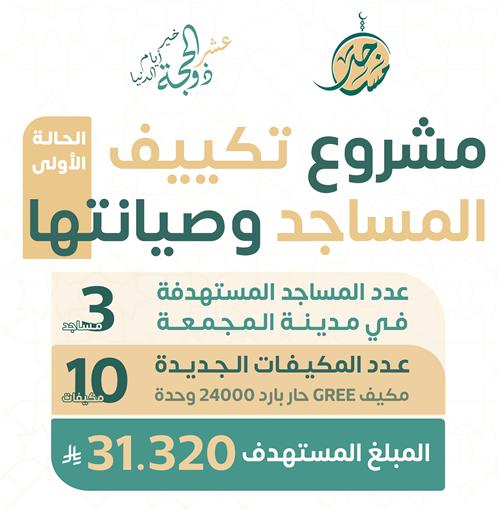 مشروع تكييف المساجد وصيانتها ( الحالة الأولى )