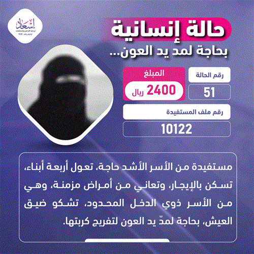 حالة إنسانية تنتظر دعمكم