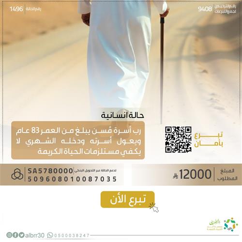 حالة إنسانية "1496" رب أسرة 83 عاما يعول أسرته