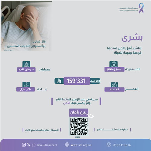 مريضة سرطان الرحم وغشاء الكبد بعمر 43 عامًا وتعيل أسرة.