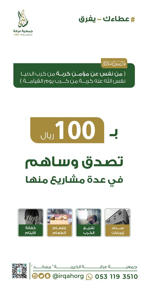 عطاءك يفرق للأيتام والمساكين