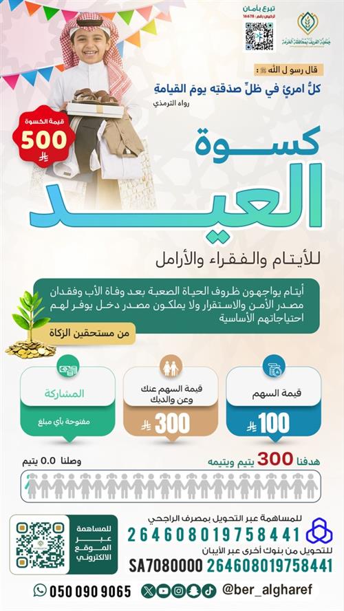 مشروع كسوة العيد للأيتام والفقراء والأرامل 