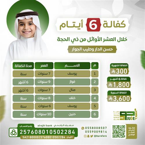 كفالة سته أيتام 