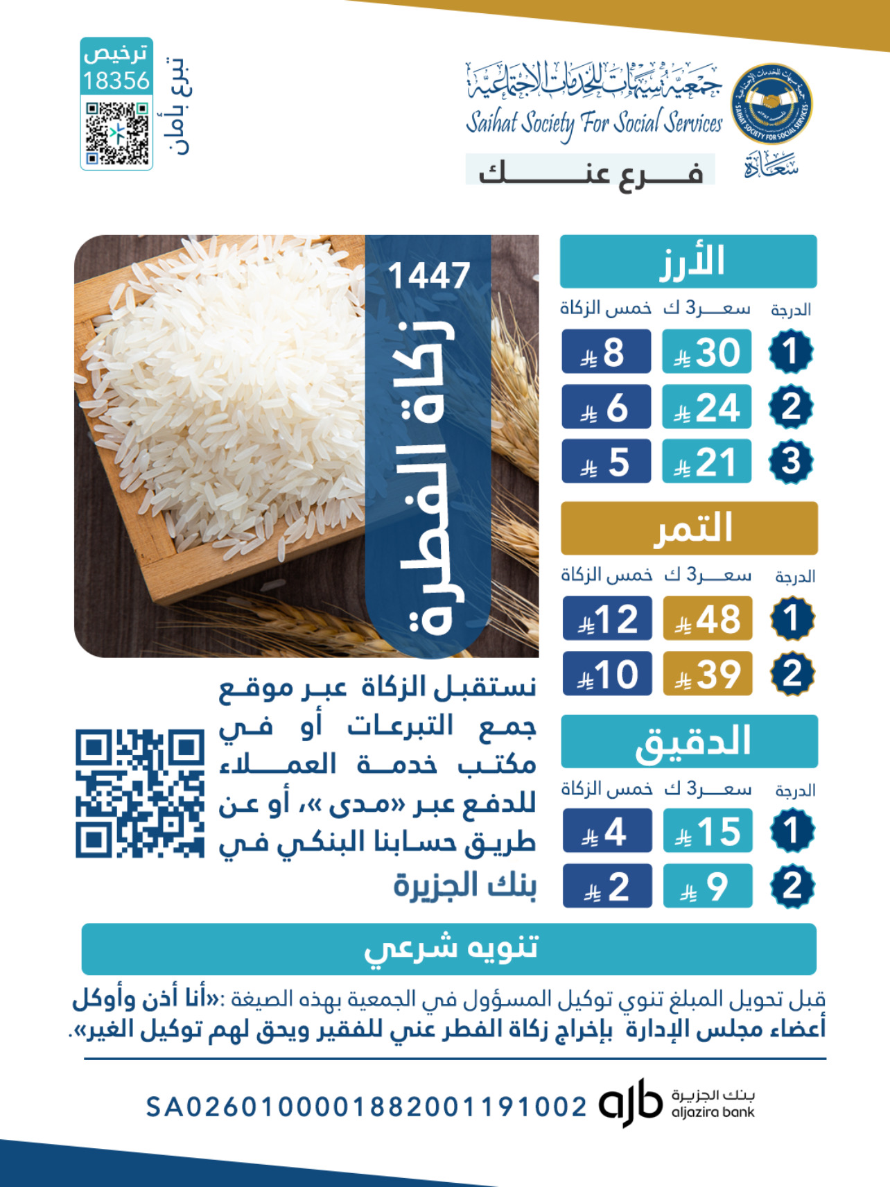 زكاة الفطرة لعام 1447 هـ