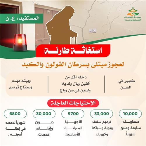 استغاثة طارئة ( عجوز مبتلى بالسرطان )