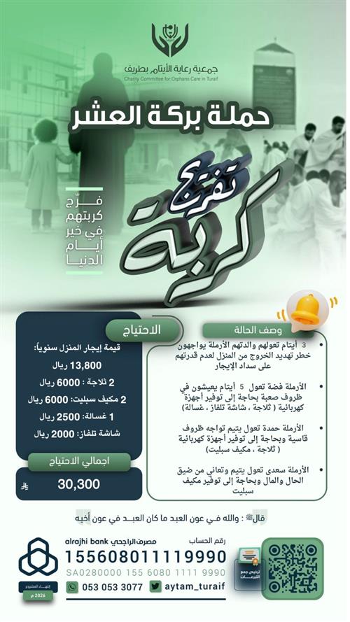 حملة بركة العشر لتفريج كربة 10 أيتام و 4 أرامل