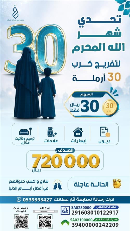 تحدي شهر الله المحرم لتفريج كرب 30 أرملة 