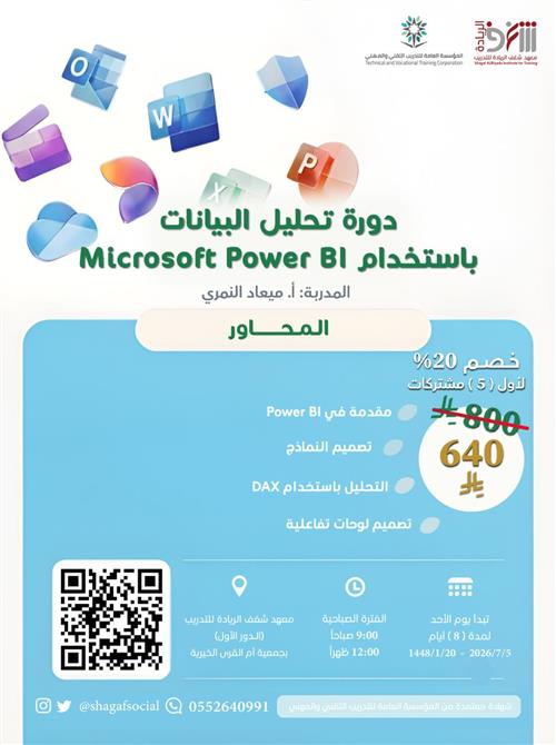 دورة تحليل البيانات باستخدام Microsoft Power BI