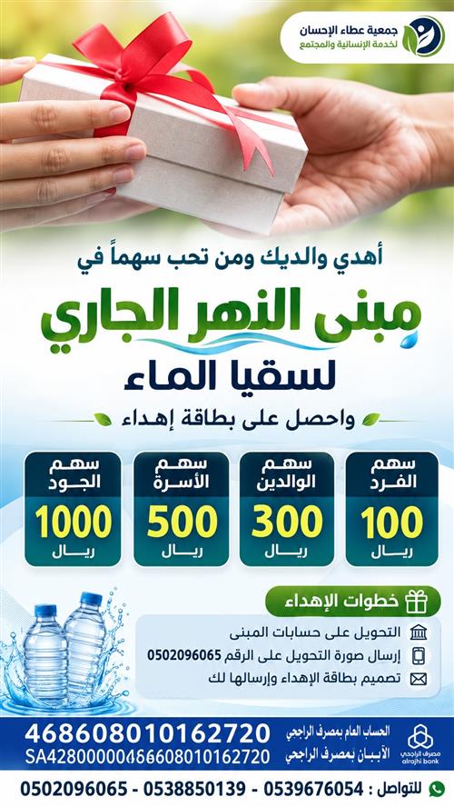 إهداء مبنى النهر الجاري لسقيا الماء بمكة المكرمة داخل حدود الحرم المكي الشريف
