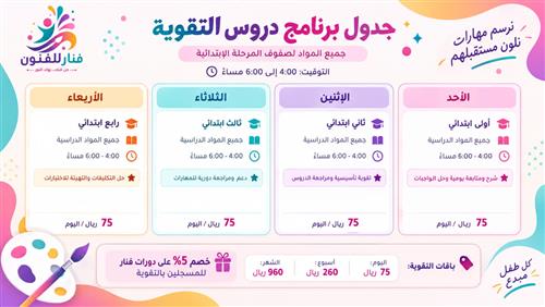 جدول برنامج دروس التقوية