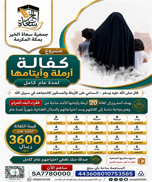 كفالة 20 أرملة وأيتامها لمدة عام